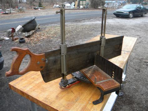 vintage miter box with metal frame and stand|vintage stanley miter box models.